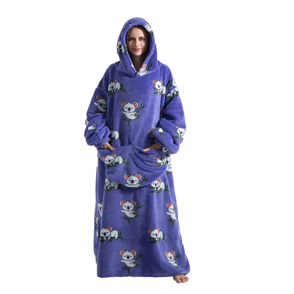 Women Hoodies Winter Clothes Flannel Panda Avocado Long Tops Oversized Blanket Hoodie for Men Home Wear Casual Korean Hoodie