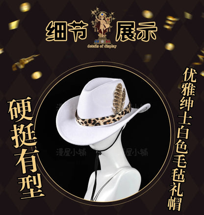 Identity V Prospector Cosplay Costume Wig Norton Campbell Uniform Hat Glasses Gambler in The Spotlight Halloween Women Men Props