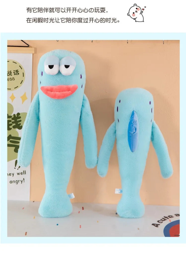 Sanrio 80cm Cute Plush Cartoon Ugly Fish Stuffed Toy Funny Knock Knock Doll New Viral Kids Birthday Christmas Gift for Children