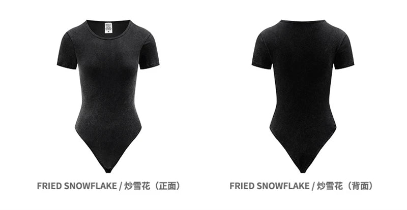 ZODF Hotsweet 2025 Women Washed Short Sleeve Bodysuits Sexy Girls Female 275gsm Slim Fit Distressed TEE Brand Tops HY1058