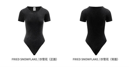 ZODF Hotsweet 2025 Women Washed Short Sleeve Bodysuits Sexy Girls Female 275gsm Slim Fit Distressed TEE Brand Tops HY1058