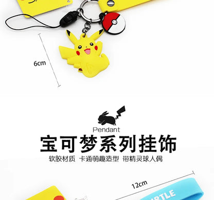 Genuine Pokemon Action Figure Pikachu Keychain Squirtle Bulbasaur Charmander Psyduck Keyring Backpack Pendant Model Toy Kid Gift
