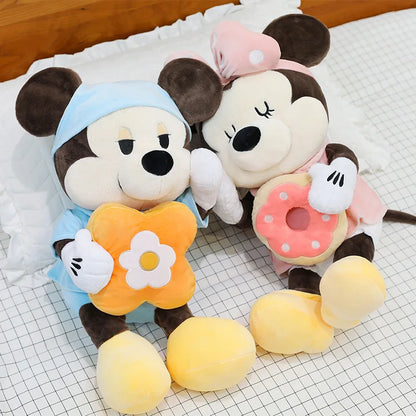 Large Size 80cm New Minnie Mickey Mouse Couples Doughnut Kawaii Movies Stuffed Plush Toy Doll Birthday Girlfriend Girl Xmas Gift