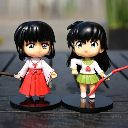 New  Inuyasha Anime Figure Higurashi Kagome Miroku Sesshoumaru Action Figure Q Version Toys Pvc Model Doll  Gifts for Kids