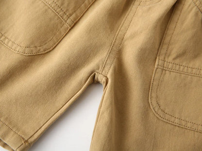 100Cotton Kids Shorts for Boys Toddler 2 to 3 4 5 6 7 8 Yrs 2025 Casual Army Green Children Shorts Cargo Shorts Side Big Pockets