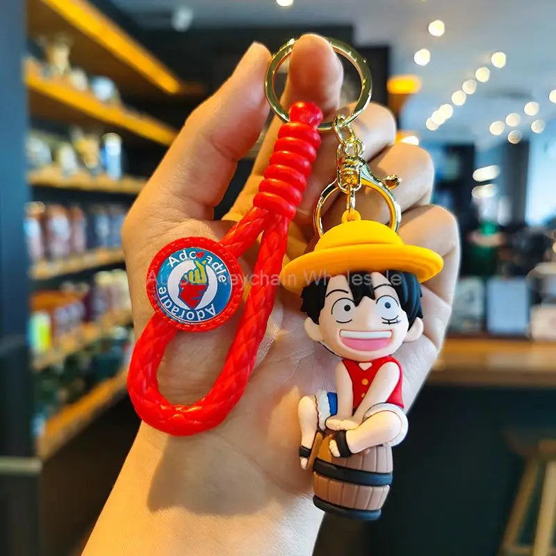 Anime Dragon Ball One Piece Keychain Luffy Sauron Nami Chopper Silicone Cute Car Keyring Pendant Toys Birthday Kids Toys Gifts