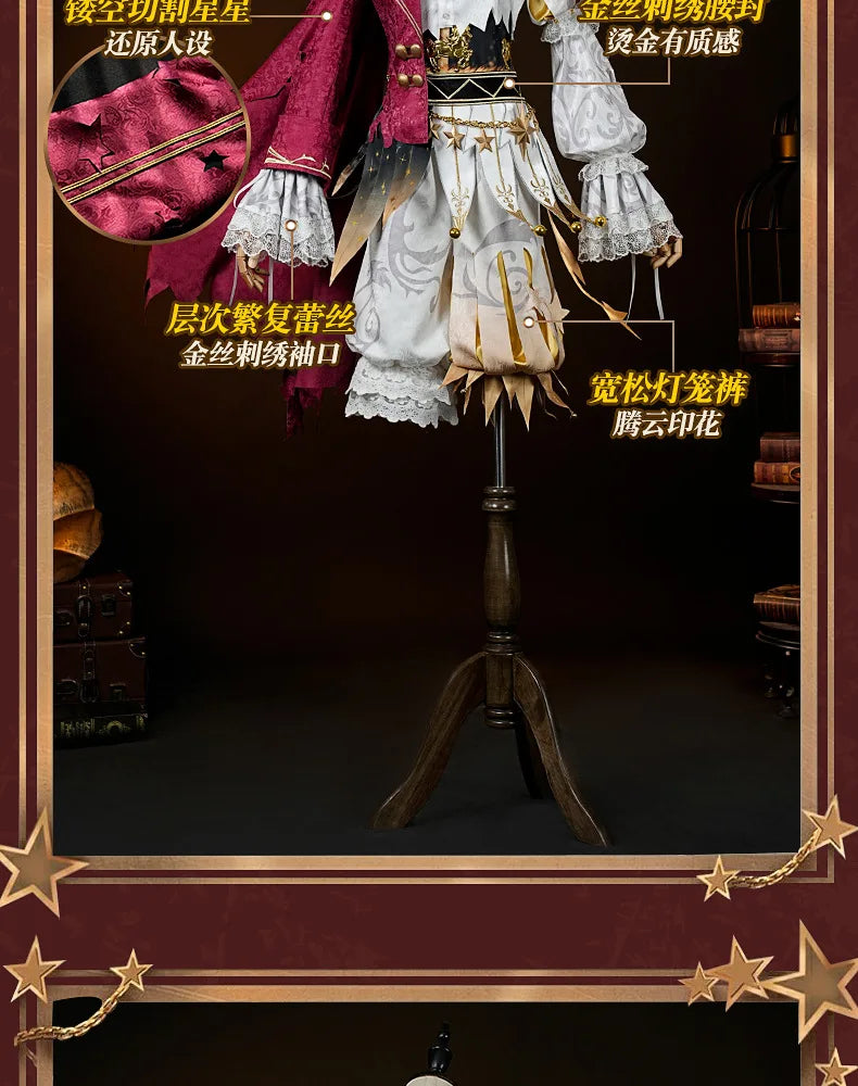 Identity V Hullabaloo Mike Morton Brightest Star Cosplay Costume Wig Uniform Hat Props Halloween Party for Women Men Carnival