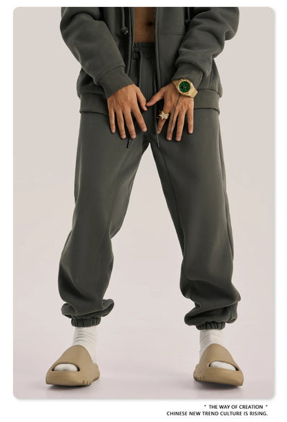 ZODF Unisex 345gsm Fleece Sweatpants Loose Fit Retro Hip Hop Winter Joggers HY0005
