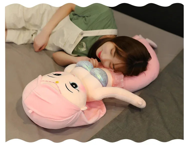 Hot 45-120cm Cartoon Kawaii Gaint Mermaid Plush Doll Pillow Colorful Beautiful Ocean Mermaid Plush Toy for Girls Christmas Gift