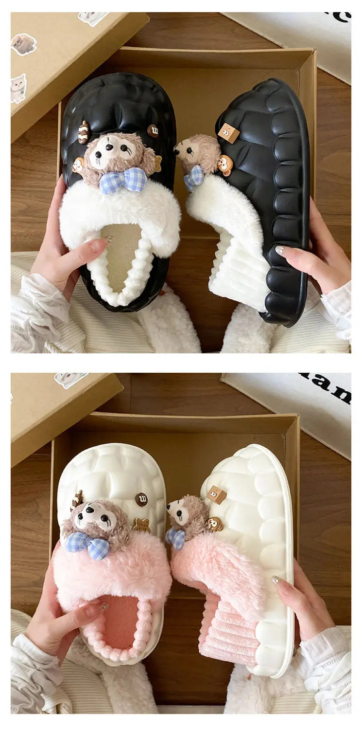 Disney Shelliemay Detachable Cotton Shoes Eva Thick Bottom With Velvet For Outer Wear, Warm And Waterproof Adult Cotton Dragging