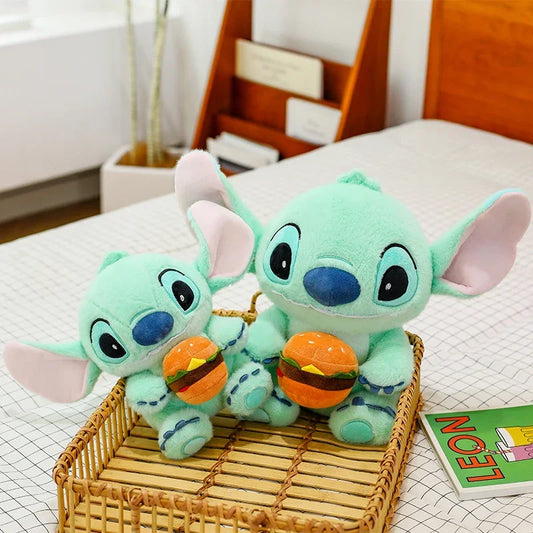 New 30/50cm Disney Kawaii Burger Stitch Plush Toy Cartoon Anime Needle Cute Sleeping Pillow Plush Doll Girl Holiday Gift