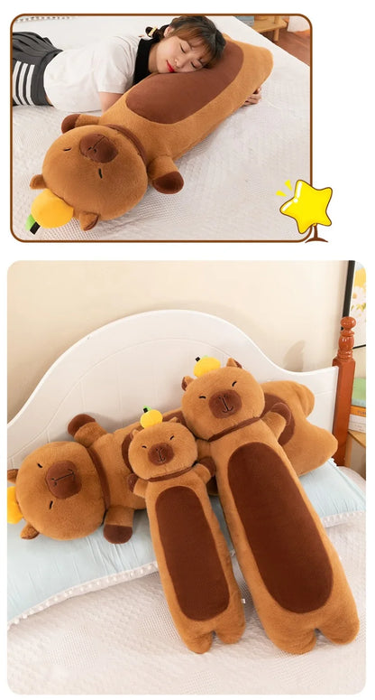 Creative Long Strip Capibala Pillow Cartoon Large Dolphin Doll Sleeping with Children Plush Toy Children Birthday Christmas Gift