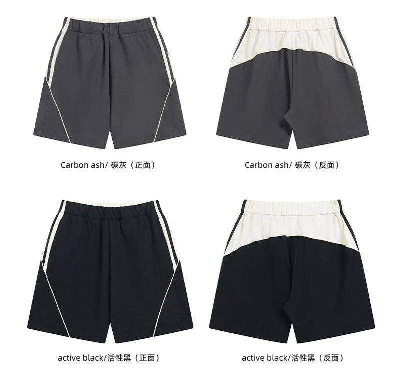 ZODF Fashion Men Summer 250gsm Patchwork Shorts Unisex High Street Loose Fit Quick Dry Sport Shorts Brand Streetwears HY1049