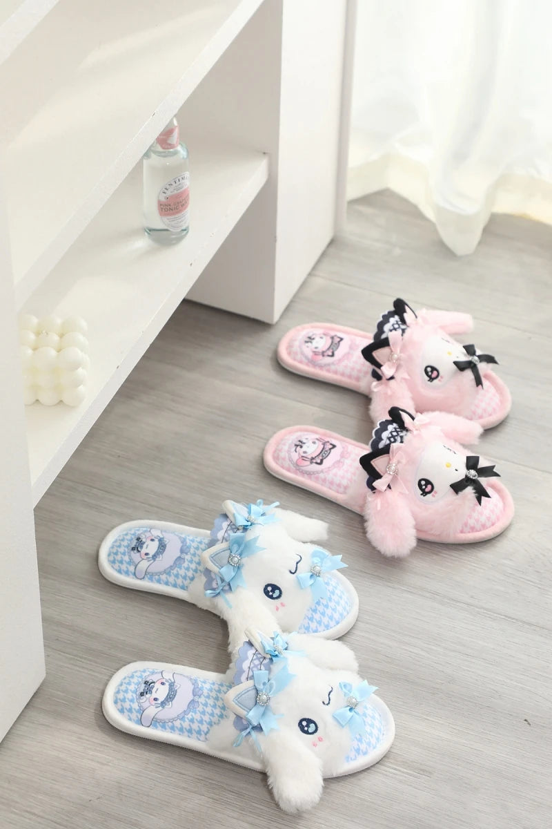 Lovely Kuromi My Melody Slippers Kawaii Anime Lolita Indoor Shoes Girl Women Hello Kitty Cinnamoroll Spring Summer Autumn