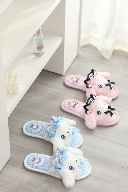 Lovely Kuromi My Melody Slippers Kawaii Anime Lolita Indoor Shoes Girl Women Hello Kitty Cinnamoroll Spring Summer Autumn