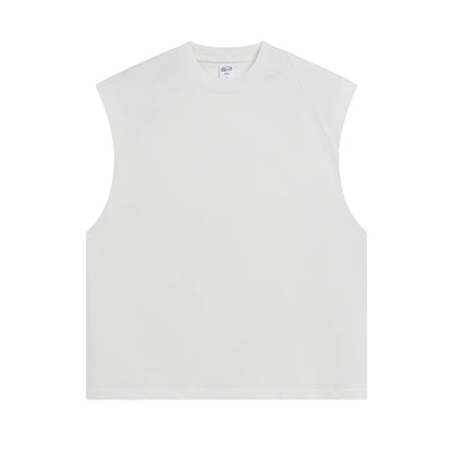 ZODF Trendy Men Summer Solid Cotton Tank Tops Unisex Oversized 275gsm Patchwork Sleeveless Tees Vests HY1051