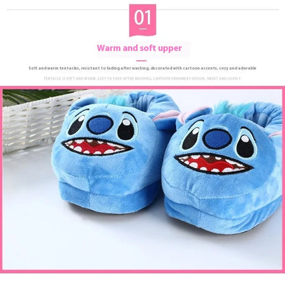 Disney Stitch Cotton Slipper Anime Cartoon Winter Warm Indoor Shoes Toys Plush Stuffed Home Slippers Woman Girl Christmas Gifts