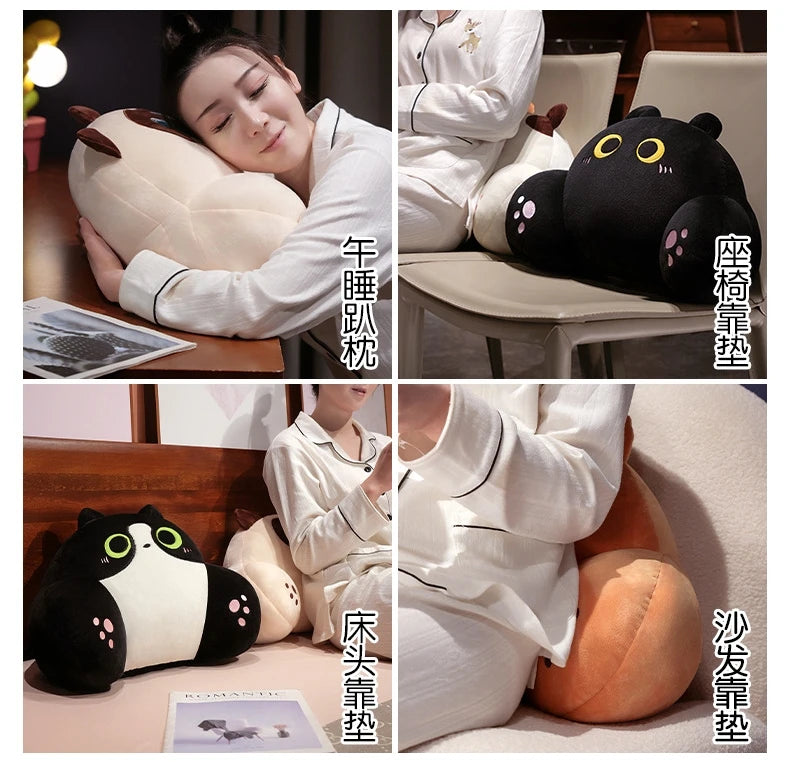 Comfortable Cat Style Back Cushion Sofa Bed Chair Lumbar Support Cushion Comfortable Throw Pillow Reading and Watching TV Soft