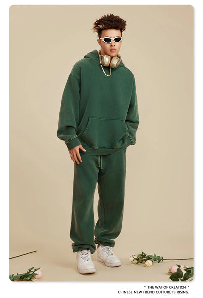 ZODF Winter Autum Men's Washed 400gsm Fleece Hoodies Unisex Couple Retro Oversized Ripped Hooded Sweatshirts Pullovers HY0652