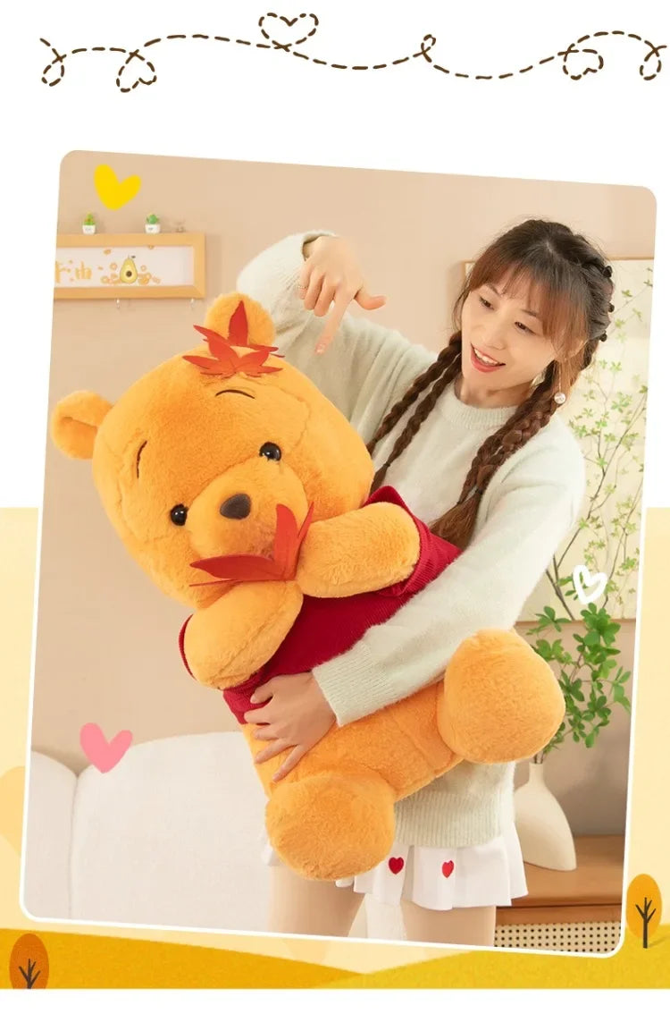 70cm Big Size Disney Pooh Bear Maple Leaf Anime Plush Stuffed Doll Room Plushies Pillow Cute Ornaments Children's Holiday Gifts