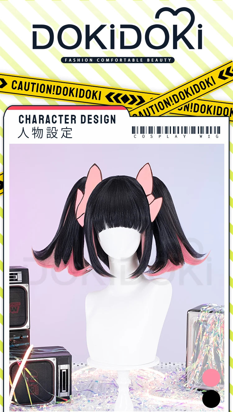 Virtual Idol Cosplay Wig Game Zenless Zone Zero Cosplay DokiDoki Women 40cm Cute Black Pink Short Wig ZZZ Cosplay Free Wig Cap
