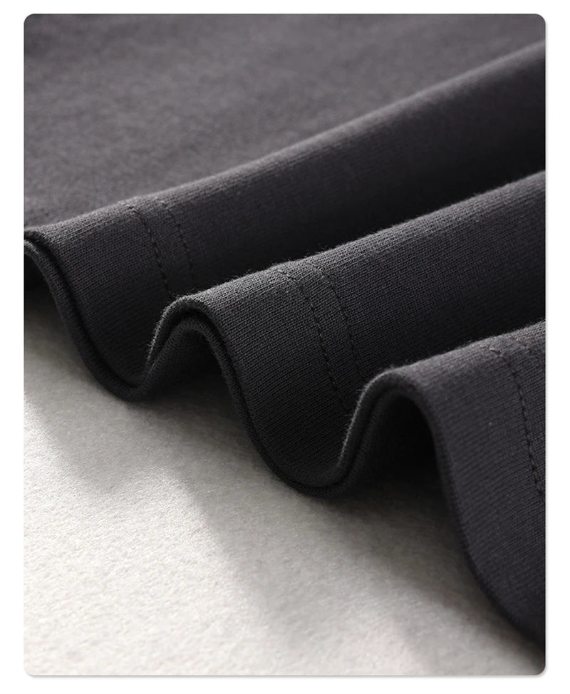 ZODF New Summer Men 275gsm Cotton T Shirts Unisex Women High Street Oversized FG Noshrink Solid T-Shirt Streetwears HY0152