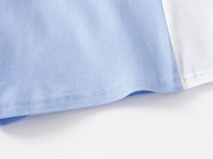 80-130cm Kids Polo Shirts 3 to 4 Year Boy Clothes Cotton Short Sleeve Children's Shirt Blue Dino Bunny Print Tops Summer T-shirt