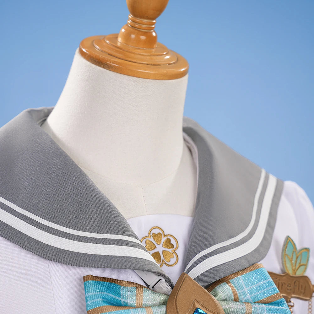 iCoser Honkai Star Rail Firefly Cosplay Costume Spring Missive Uniform Headwear Socks Halloween Party for Women Girls Cos Gifts