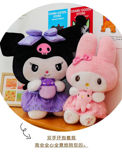 new 45/55/75cm Big Size Kuromi My Melody Sanrio Anime Plush Stuffed Doll Room Decoration Plushies Pillow Ornaments Holiday Gifts
