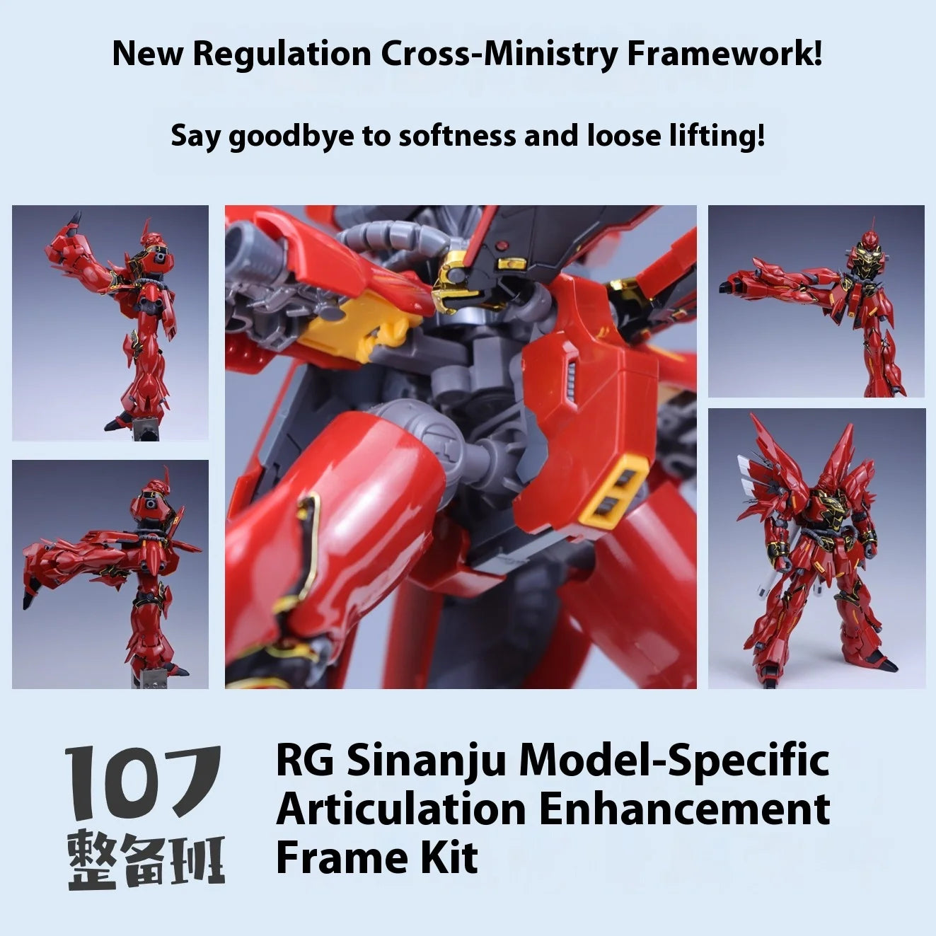 In Stock 107 Model Kits RG Sinanju Reinforced Movable Frame Modified Parts Mobile Suit Model Details Replacement Parts Assembly