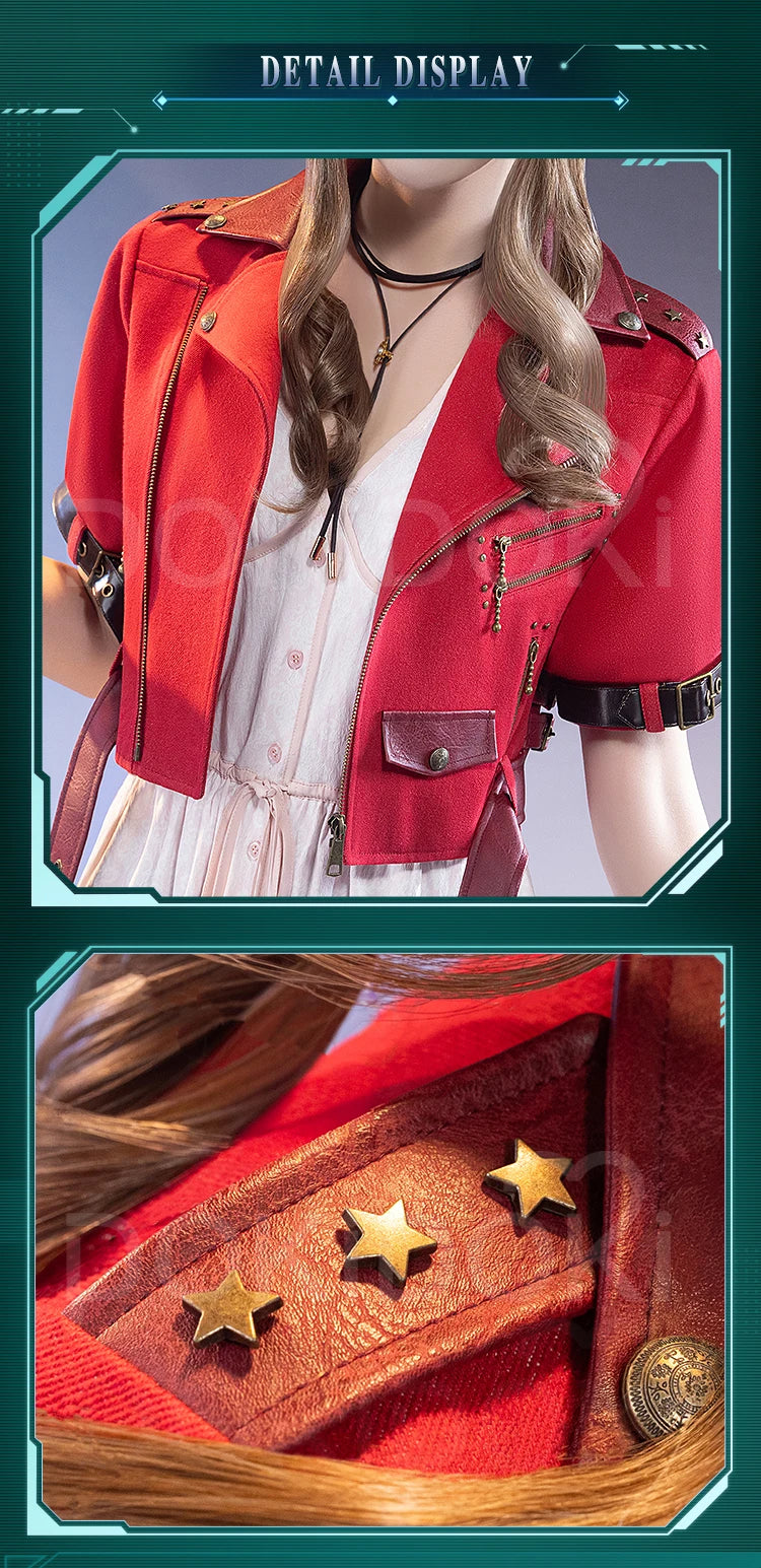 Aerith Cosplay Costume Game FF Cosplay【S-3XL】DokiDoki-SR Women White Dress Aerith Costume Plus Size