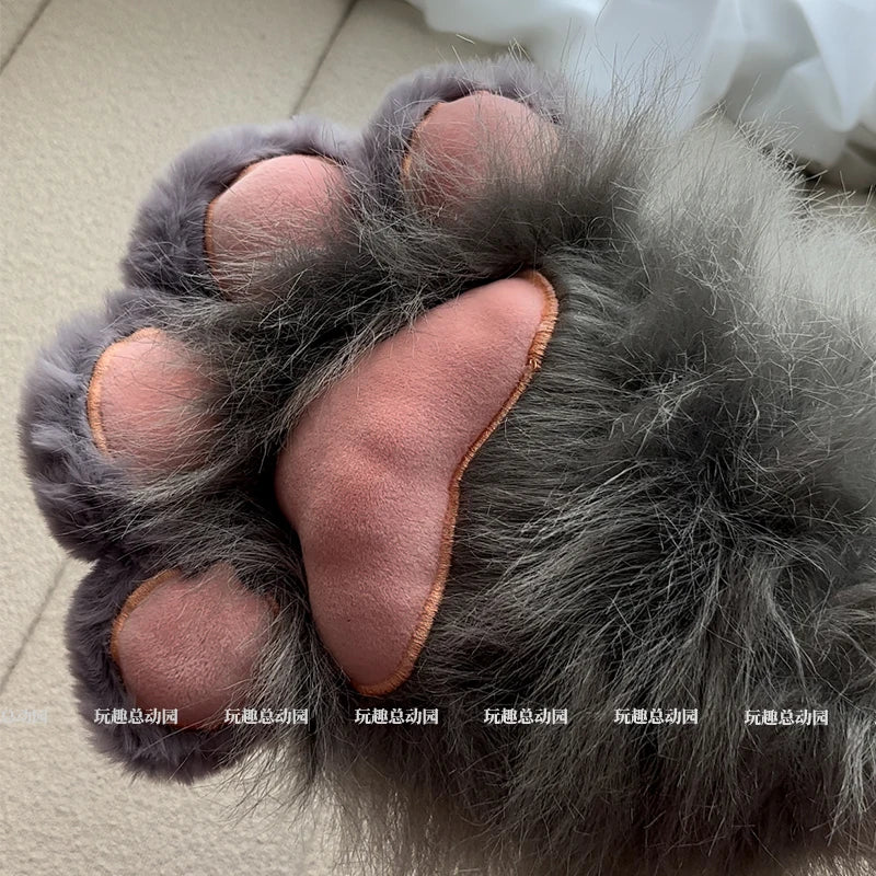 Anime Cute Cat Claw Glove Plush Toy Turn Into Cat Cosplay Props Funny Gloves White Black Grey Plushies Costume Accessories Glove