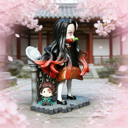 14cm Spy × Family Anya Cos Kamado Nezuko Academy Dress Demon Slayer Kawaii Model Anime Figures Garage Kit Statue Toys Kids Gifts