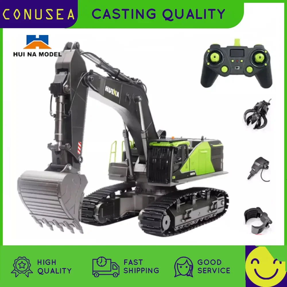 1/14 Huina 1593 582 RC Excavator Dumper Truck Crawler Alloy Tractor Loader 2.4G Radio Control Engineering Toy for Boys