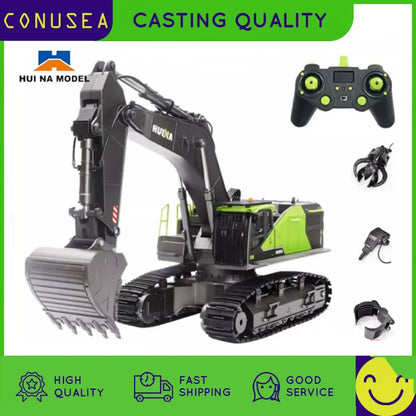 1/14 Huina 1593 582 RC Excavator Dumper Truck Crawler Alloy Tractor Loader 2.4G Radio Control Engineering Toy for Boys