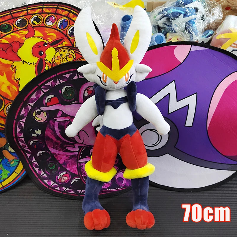 70cm Pokemon Lucario Large Plush Toys Greninja Zeraora Cinderace Glaceon Stuffed Giant Pokémon Eevee Anime Kids Christmas Gift