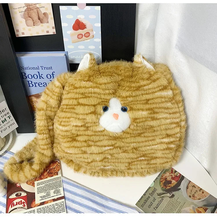 Cute Cat Plush Crossbody Bag for Women's New Instagram Soft and Cute Furry Large Capacity High-end Sensory Communication Tote