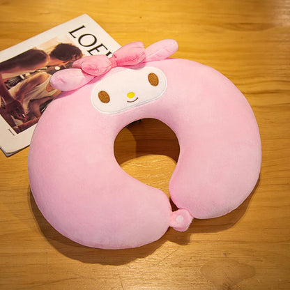 Kuromi My Melody Cinnamoroll Hello Kitty Pom Pom Purin Cute Soft Plush U-shaped Pillow Kawaii Plush Portable Pillow