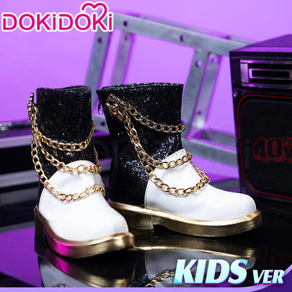 Miraa Cosplay Shoes Anime DokiDoki Girls Cosplay Black White Boots Miraa Golden Stage Performance Shoes