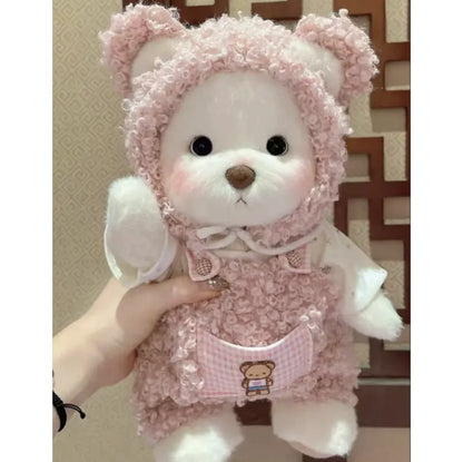 Unique Handmade Brown Bear Plush Toy Change Honey Dress Cloth Baby Girl Hug Cuddly Plushie Doll for Kids Christmas Gift For Kids