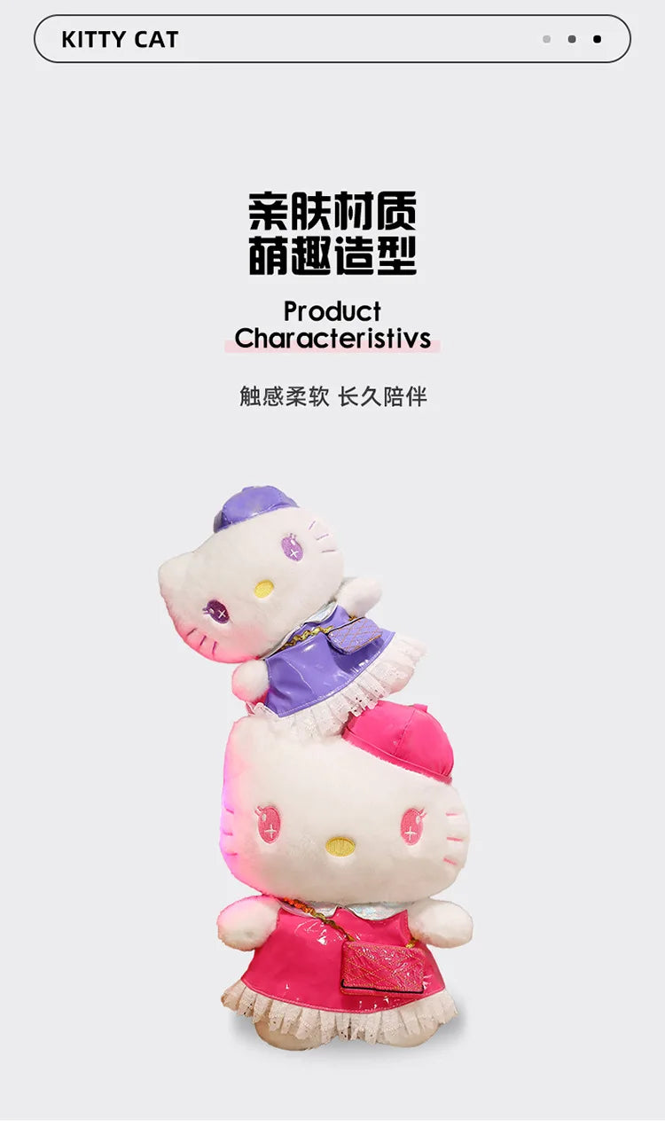 Sanrio 65cm cute Fluffy Kawaii Hello Kitty Plush Toy in Dress Scented Doll Large Stuffed Animal for Kids Birthday Christmas Gift