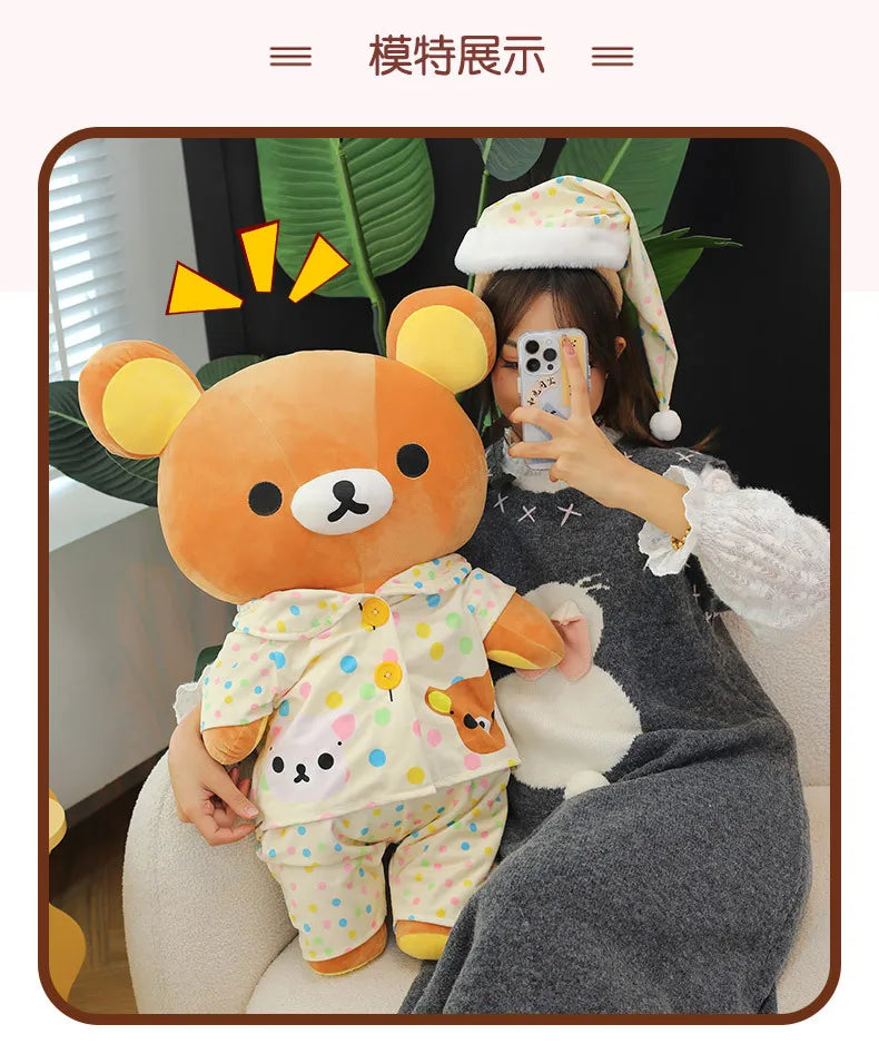 35/45/75cm Big Size Rilakkuma Kawaii Anime Plush Stuffed Doll Room Decorated Plushies Pajamas Bear Pillow Ornaments Holiday Gift