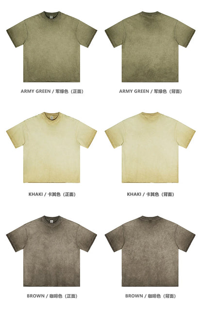 ZODF Fashion 2024 250gsm Washed Distressed T-Shirts For Men Unisex Women Retro Cotton Relax Fit T Shirt Brand Tees HY0838