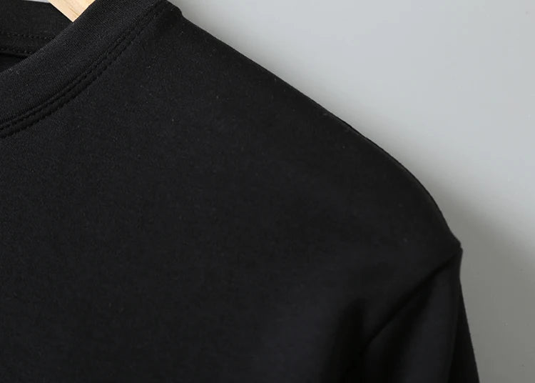 2025 Autumn New American Retro Long Sleeve O-neck Solid Color T-shirt Men's Fashion Simple 95% Cotton Washed Casual Sport Tops