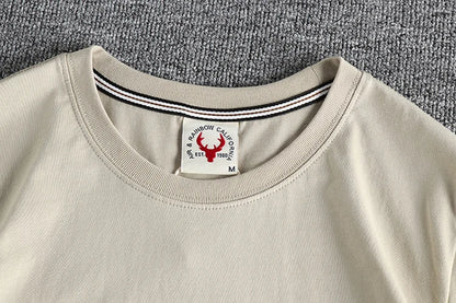 Summer American Retro Short-sleeved O-neck Locomotive Printed T-shirt Men's Fashion Simple 100% Cotton Washed Casual Sport Tops