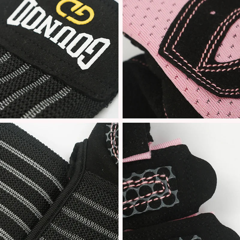 Gounod Weightlifting Gloves with Wristband Support – Breathable Anti-Slip Gym for Bodybuilding Powerlifting and Fitness