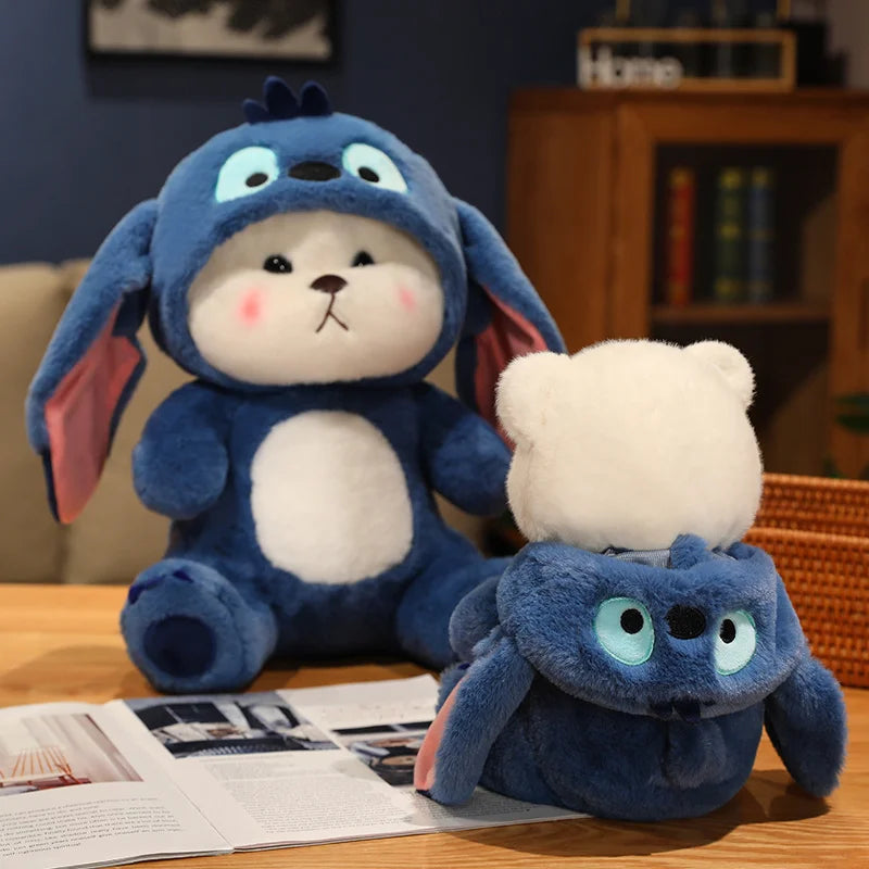 Big Size Cute Bear Turn Into Stitch Cuddly Cushion Lovely Stuffed Anime Throw Pillow Sofa Bed Home Decor Plushies Xmas Gifts