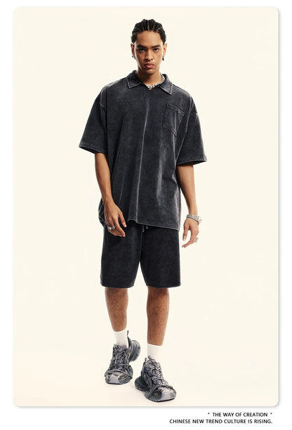 ZODF New 2024 Men Washed Plush Cotton Shorts Unisex Couple Loose 358gsm Distressed Comfortable Short Pants Streetwears HY0807