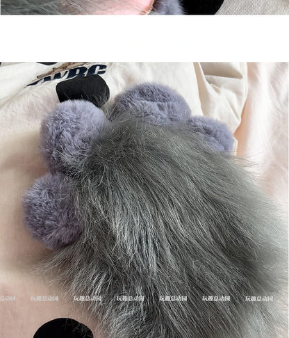 Anime Cute Cat Claw Glove Plush Toy Turn Into Cat Cosplay Props Funny Gloves White Black Grey Plushies Costume Accessories Glove