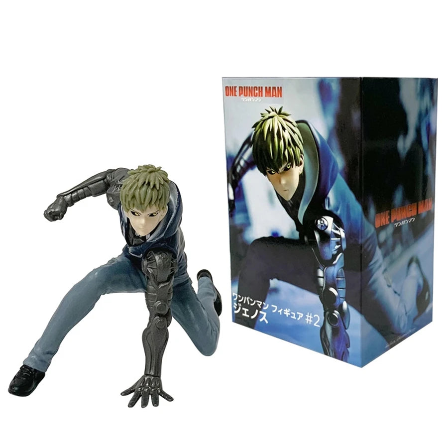 16cm One Punch Man Anime Figure Saitama Hoodie & Genos Action PVC Model Doll Toy Collection - 10cm With Box